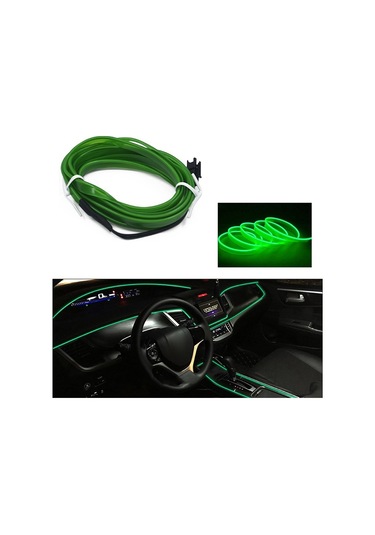 Cbtx Araba Dekorasyonu İçin 5m Usb Araç İçi El Şerit Işığı Sürücülü Ortam Işığı Parlayan Halat Işıkları - Yeşil