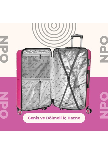 Npo Diamond Pp Polipropilen Büyük Boy Kırılmaz Valiz - Fuşya