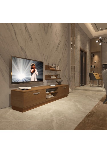 Decoraktiv Eko 4b Mdf Dvd Tv Ünitesi Tv Sehpası Ceviz