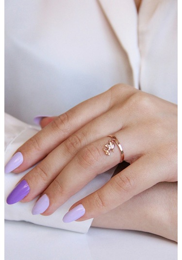 Argentum Concept 925 Ayar Gümüş Sallantılı Balık Figürlü Rose Yüzük - Y024201