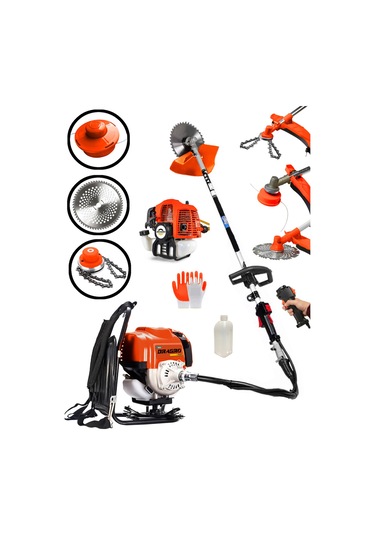 Dragro DRG-2PR PRo Turuncu 4x4 2 Zamanlı Sırt Tipi Benzinli Motorlu Tırpan Ot Çim Çayır Biçme Kesme Makinesi