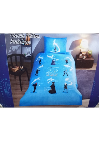 Ranforce Harry Potter Patronus Lisanlı Tek Kişilik Nevresim Takımı Mavi Mavi