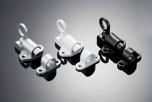 Chuangyinshop Kendiliğinden Kapanan Sürgü, Siyah Pencere Kilidi, Alüminyum Güvenlik Otomatik Kapı Mandalı Gümüş Gri