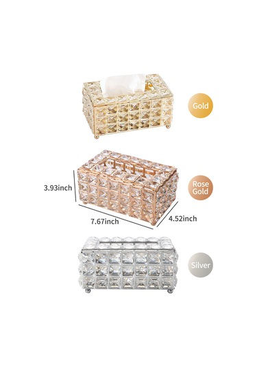 Gajeena Gümüş Pembe Kristal Cam Mendil Kutusu, Flip Kapaklı Ev Ofis Dekorasyonlu, Kolay Mendil Değiştirme, Dayanıklı Ve Şık Tasarım