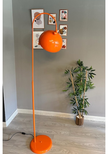 Bamyum Turuncu Lambader Hareketli Başlık Modern Dekoratif Metal Oturma Odası Çalışma Odası Zemin Lambası Turuncu