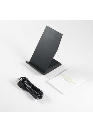 Leshp Led Gösterge Işığı İki Coiils Akıllı Telefon Hızlı Kablosuz Şarj Pedi -siyah