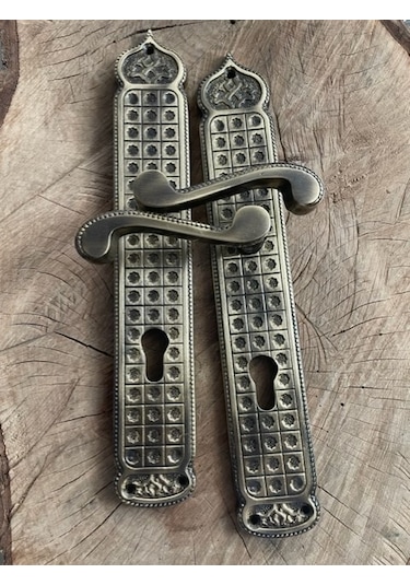 Antik Kapı Kolu Pirinç Yale Antik Kapı Kolu El Yapımı Sarı Pirinç