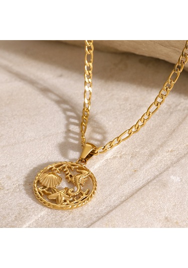 Paslanmaz Çelik Okyanus Serisi Kolye Yüksek Kaliteli İns Mücevher 18 Ayar Altın Kaplama Deniz Kabuğu Kolye Ucu Diğer