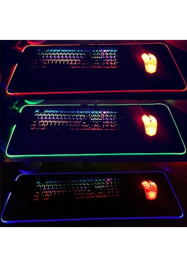 Geeksen Rgb Işıklı Mouse Pad, Çeşitli Işık Modları, Kauçuk Kaymaz Alt, Ofis Ve Espor İçin, 300x350x3mm Büyük Boyut
