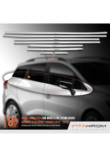 intakrom Renault Clio 4 Sport Tourer Krom Cam Çıtası 8 Parça 2012-2018 N11.5127