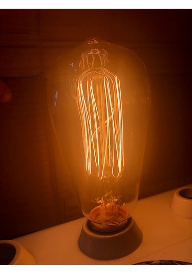 Edison Bulb St 64 E 27 40w Dimmer Uyumlu Düz Rustik Lamba