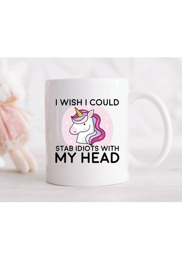 Tek Boynuzlu Komik At Hediyesi, İngilizce Arkadaş İçin Kupa Bardak, Unicorn Temalı Bardak