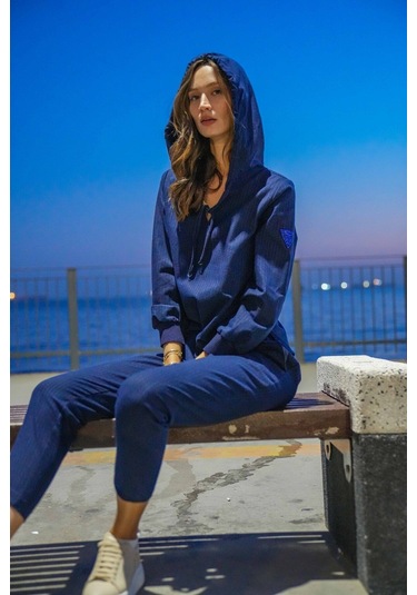 Kadın Kapüşonlu Rahat Eşofman Takım Frn6100 Siyah