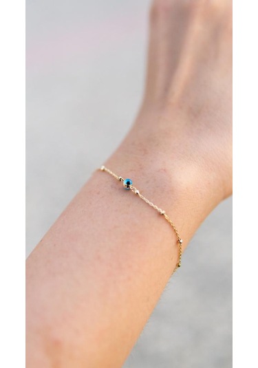 Altın Nazar Bileklik 19 Cm BL14736 Sarı Altın