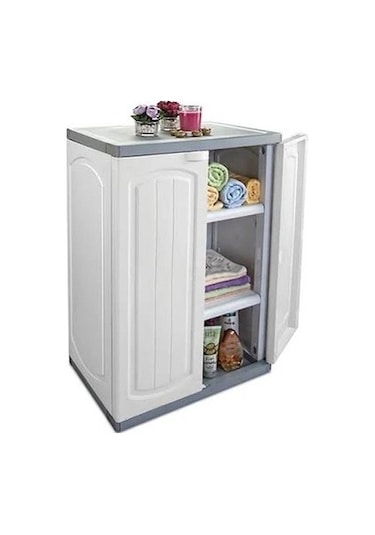 Çelikayna Çok Amaçlı Demonte Banyo Dolabı İki Kapılı Üç Raflı-805 Beyaz