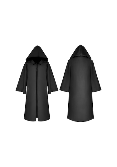 Cadılar Bayramı Kapşonlu Pelerin Unisex Çocuklar Çocuk Siyah