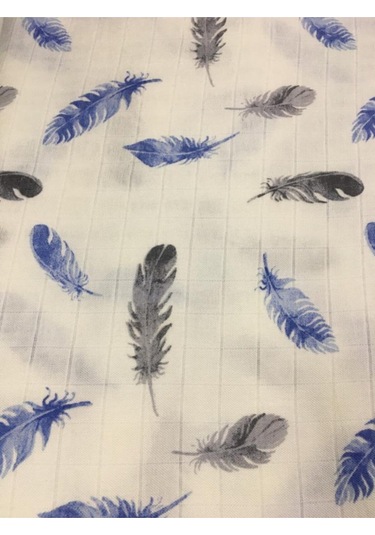 Müslin %100 Organik Pamuk Kumaş Örtü Battaniye 100x100cm+ Ağız Mendili Hediyeli Mavi 1 Mavi 1 Mavi