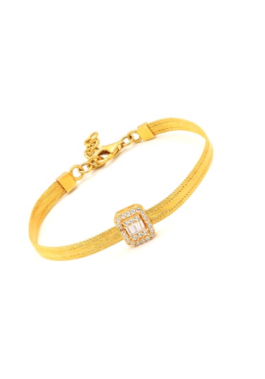 Zirkon Taşlı Trabzon Hasırı 1000 Ayar Gümüş Bileklik 201021249