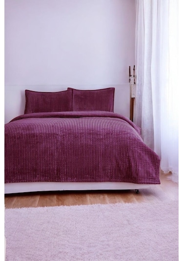 Piramit Battaniye Çift Kişilik Mürdüm Renk 220x240cm Mürdüm