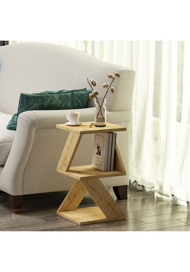 Albeni Yan Sehpa Ahşap Siyah - Safir Meşe Safir Meşe