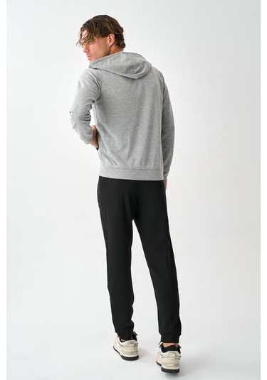 Dechers Tech Fleece Double Face Kapüşonlu Erkek Eşofman Takım E213-18 Açık Gri
