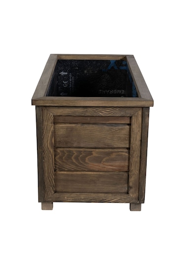 Kaf Ahşap Dekoratif Ahşap Saksı - Uzun / Kahverengi