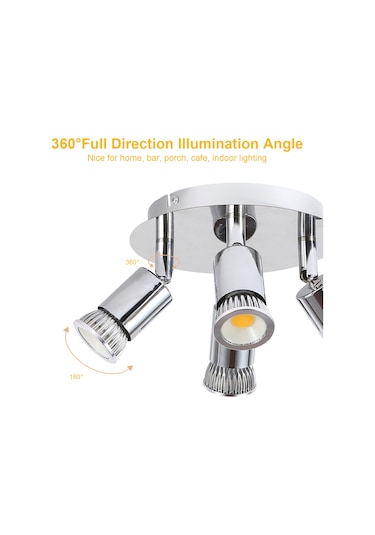 Yaozixa 4 Kafa Gu10 Tavan Spot Işığı - Açısı Ayarlanabilir - 85-265v Geniş Voltaj - Pencere Ve Duvar Aydınlatması - Ampul Yok Şeffaf
