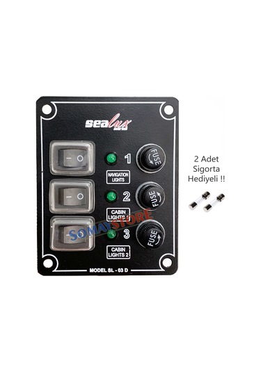 3 Anahtar Dikey Switch Panel - Sigorta Paneli - Tekne Karavan