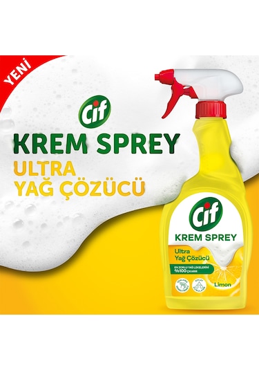 Cif Yüzey Temizleyici Krem Sprey Ultra Yağ Çözücü 3 x 750 ML