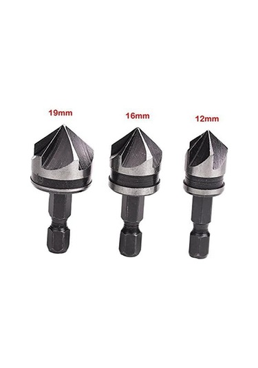 Sointeresting 3 Parça 1/4 İnç Altıgen 12/16/19mm Havşa Delme Seti Ahşap Metal Hızlı Değiştirme Ucu