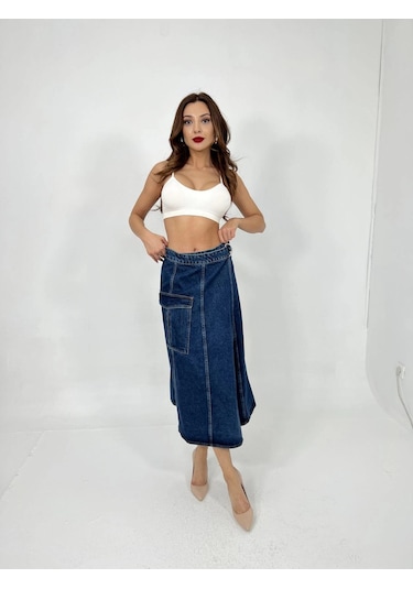 Defymoda 6522 Kot Etek-mavi