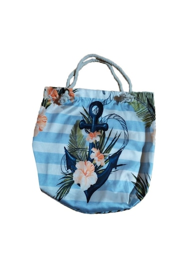 Baskılı Bez Plaj Çantası Çok Renkli