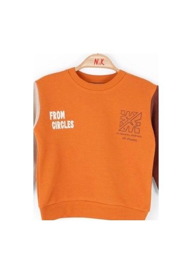Nk Kids Erkek Bebek Pamuklu Orta Kalınlık Sweatshirt-14724 Turuncu