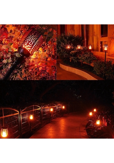 Cbtx Bahçe Aydınlatma 96 Led Güneş Alev Işığı Açık Bahçe Çim Işığı Bahçe Peyzaj Meşale Işığı