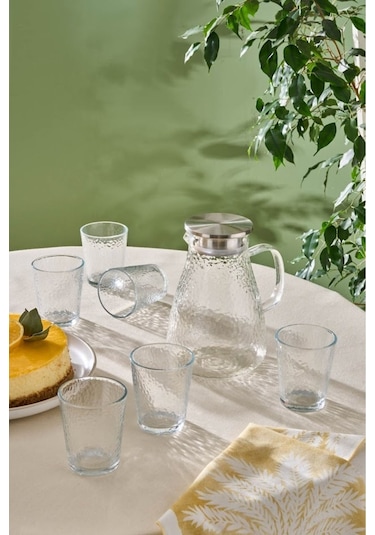 Karaca  Luminous 7 Parça Cam Sürahi ve Bardak Seti Şeffaf