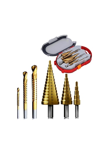 Yüksek Kalite Kademeli Matkap Sac Delme Ucu Seti 6 Parça Kademeli Matkap Ucu Seti Özel Çanta