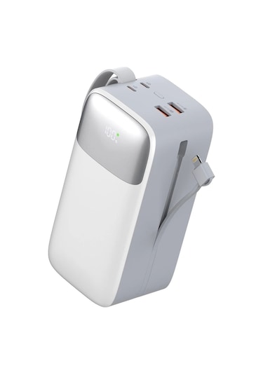 Sword SW-50PO3 50000 Mah Pd 22.5 W Hızlı Şarj Kendinden Kablolu Type-c & Lightning Powerbank Beyaz