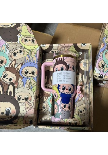 Rabb Termos Kupası Araba Kupası Çiçek Termos Kupası Stanley Pipet Kupası Pembe