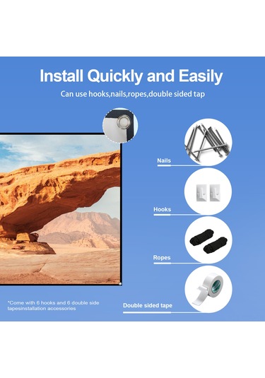 Samdoo 80 İnç 16:9 Taşınabilir Projektör Perdesi, Çoklu Montaj Opsiyonu, Dikişli Siyah Kenar, Sentetik Elastik Malzeme