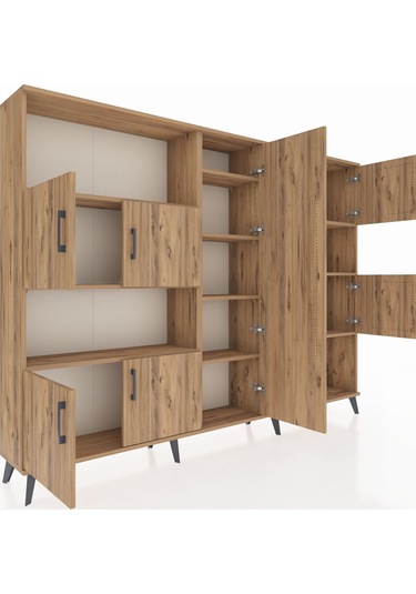 Arges Dolap 10 Raflı 9 Kapaklı 220x30x163 Çam-çam Çam-çam