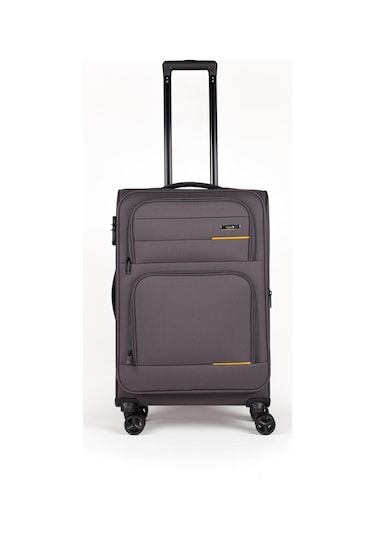 Fossil Unisex Kumaş Büyük Boy Ultra Hafif Şifreli Körüklü Kendi Etrafında Dönebilen Valiz 013-01 Füme