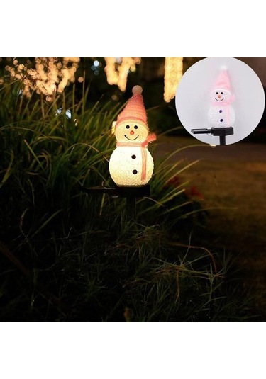 Dancemonkey Güneş Enerjili Snowman Lambalar, Noel Bahçe Dekoru, Dış Mekan Çim Yolu Aydınlatma Pembe