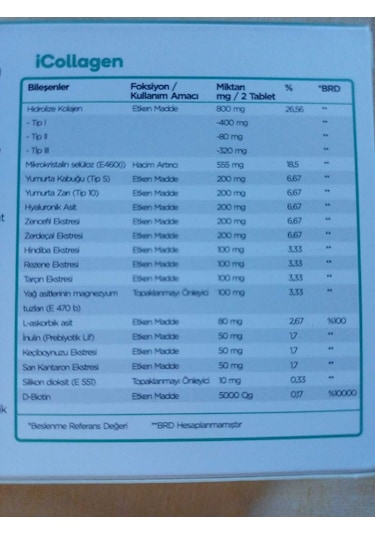 iCollagen Kolajen ve Probiyotik Takviye Edici Gıda 60 Tablet