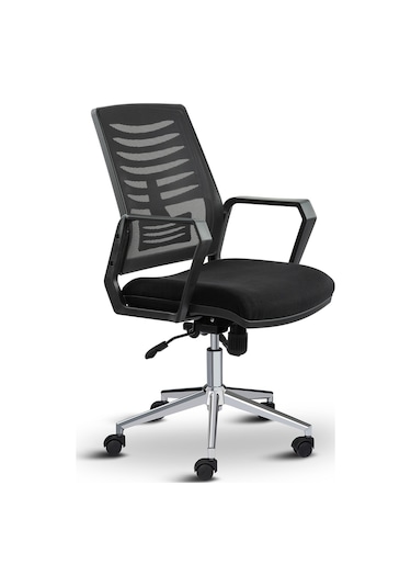 Asbir Mobilya Metis Metal Ayaklı Çalışma Koltuğu Ofis Sandalyesi Siyah