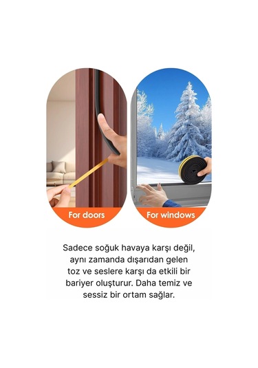 Güçlü Kendinden Yapışkanlı Kapı Pencere Soğuk Hava Geçirmez Yalıtım İzolasyon Beyaz Fitil 2 Metre Diğer