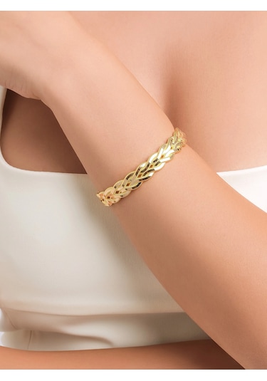 Altın Örgü Model Kelepçe Bilezik