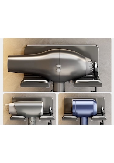 Lichen Saç Kurutma Makinesi Rafı, Punch Yok, Banyo Saç Kurutma Siyah