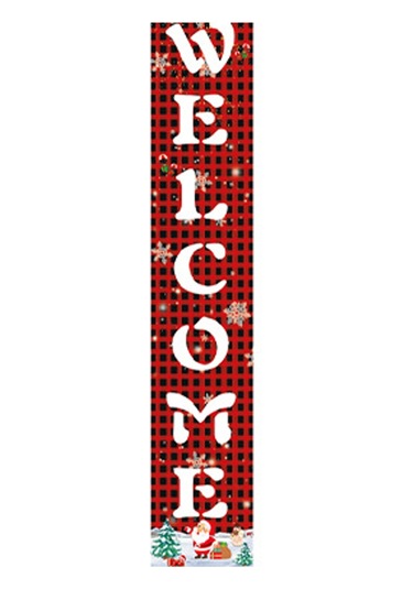 Kangvka Noel Kapı Askısı - Zil Desenli Kumaş Banner, 180x30 Cm, Kırmızı Renk, 3 Seçenekli Stili