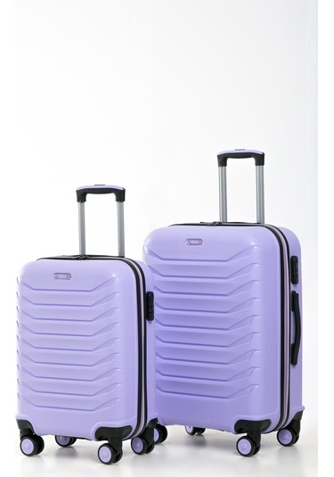 Yefa Pp Polipropilen Kırılmaz Orta & Kabin Boy 2'li Valiz Seti Lila