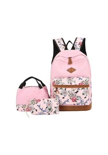 Moda Trendi Yeni 3 Seti Sırt Çantaları Yüksek Kaliteli Kızlar Sevimli Pembe Yumuşak Tuval Öğrenci O Basketball